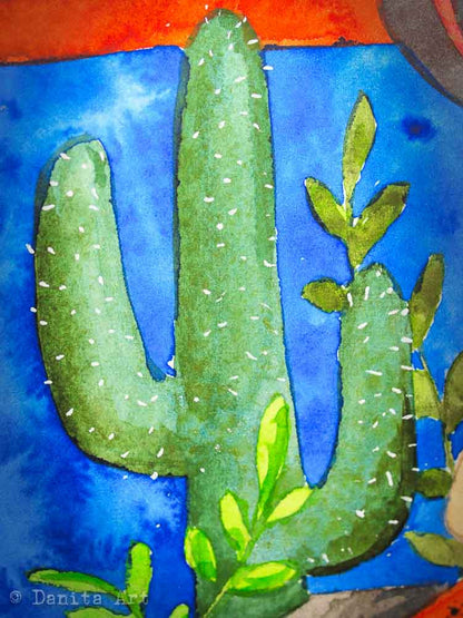 Frida en la casa azul, Original Art by Danita Art