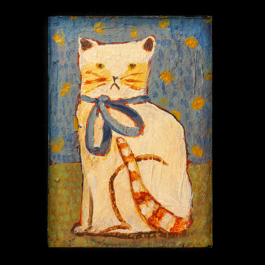 THE CAT WITH THE BLUE RIBBON