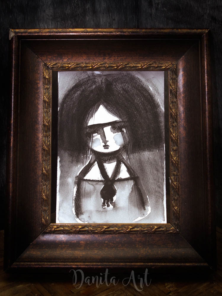 Frida in Black, Original Art by Danita Art