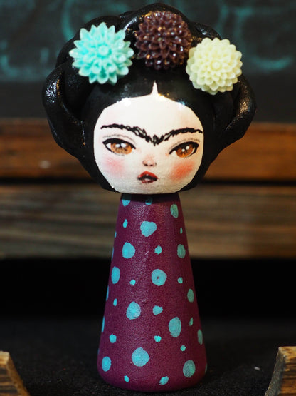 FRIDA CATRINA - Original Kokeshi art doll by Danita Art, Miniature Dolls by Danita Art