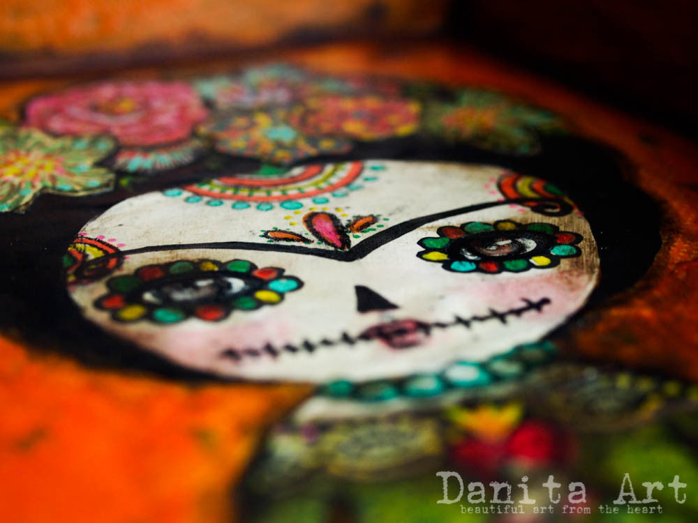 Frida in a coffin, Original Art by Danita Art