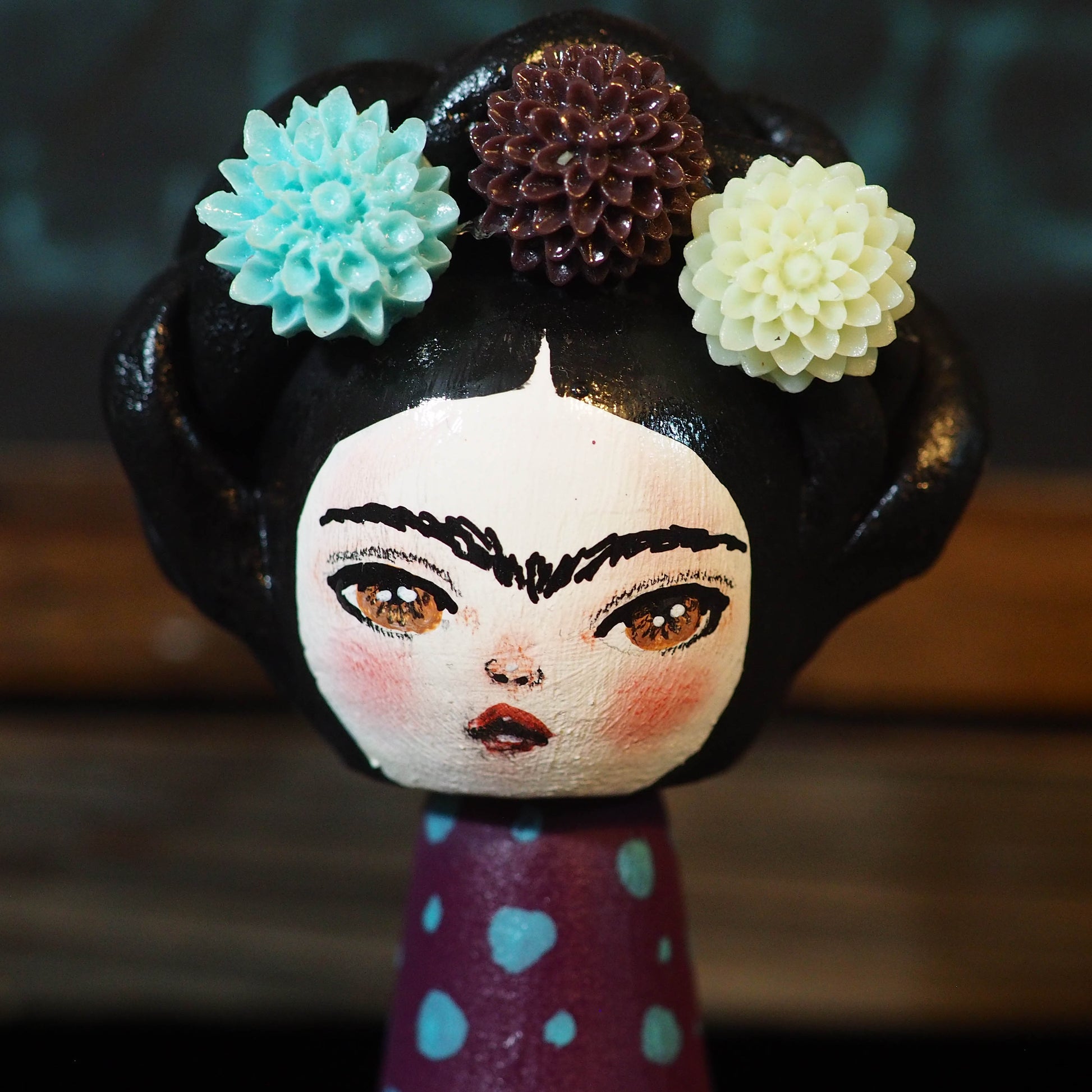 FRIDA CATRINA - Original Kokeshi art doll by Danita Art, Miniature Dolls by Danita Art