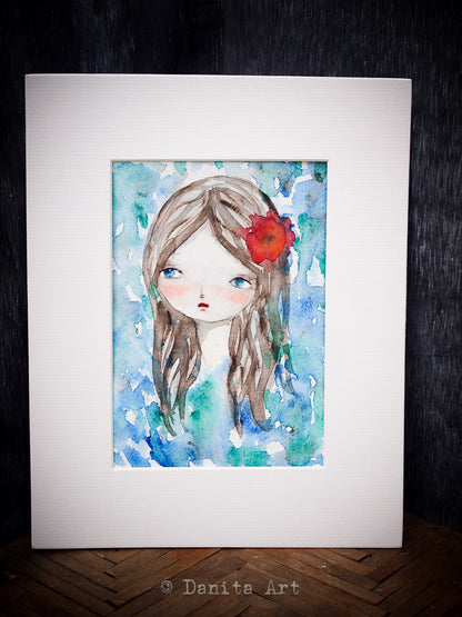 Waterfall girl, Original Art by Danita Art