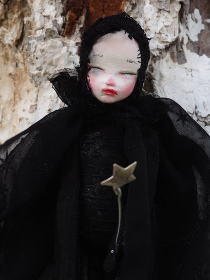 An original handmade art doll made in fabric and clay by Danita Art. Witches, Sorceress, Magician... So many names for the powerful ones that know how to speak to nature and master the mystical arts. She means no harm... Except the harm you mean to her when you meet in the woods.