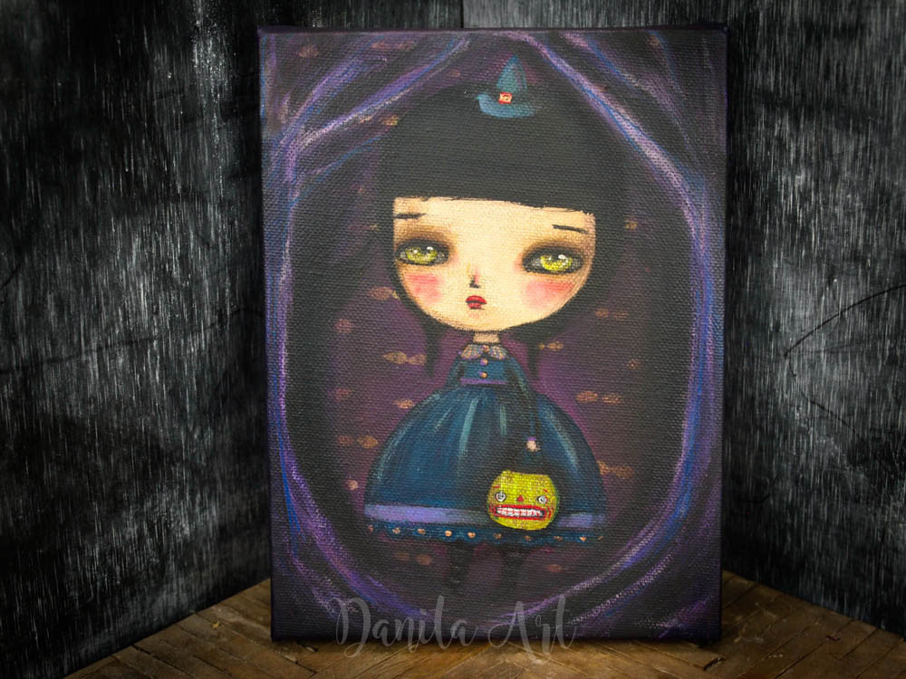 A witch in the forest, Original Art by Danita Art
