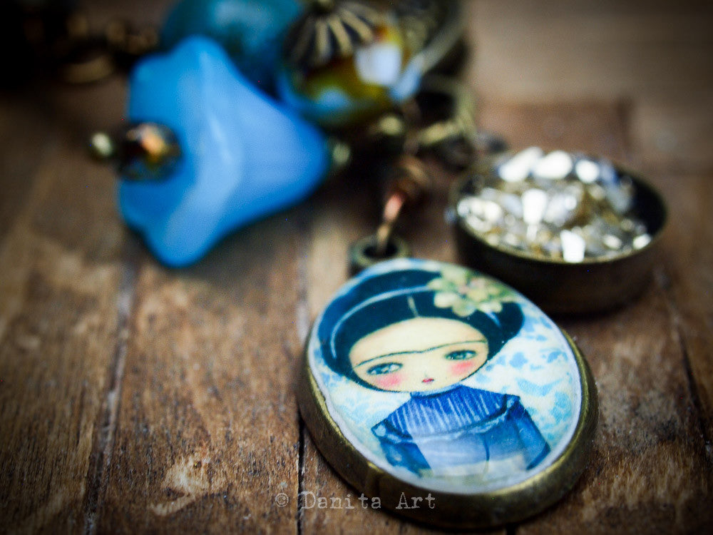 Frida in blue, Jewelry by Danita Art