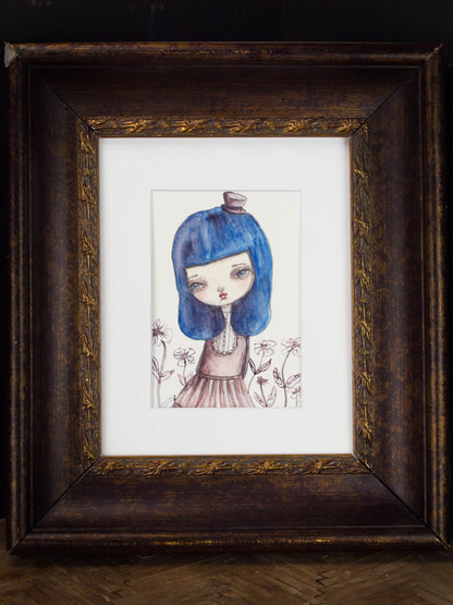 ALICE IN THE FLOWER GARDEN, Original Art by Danita Art