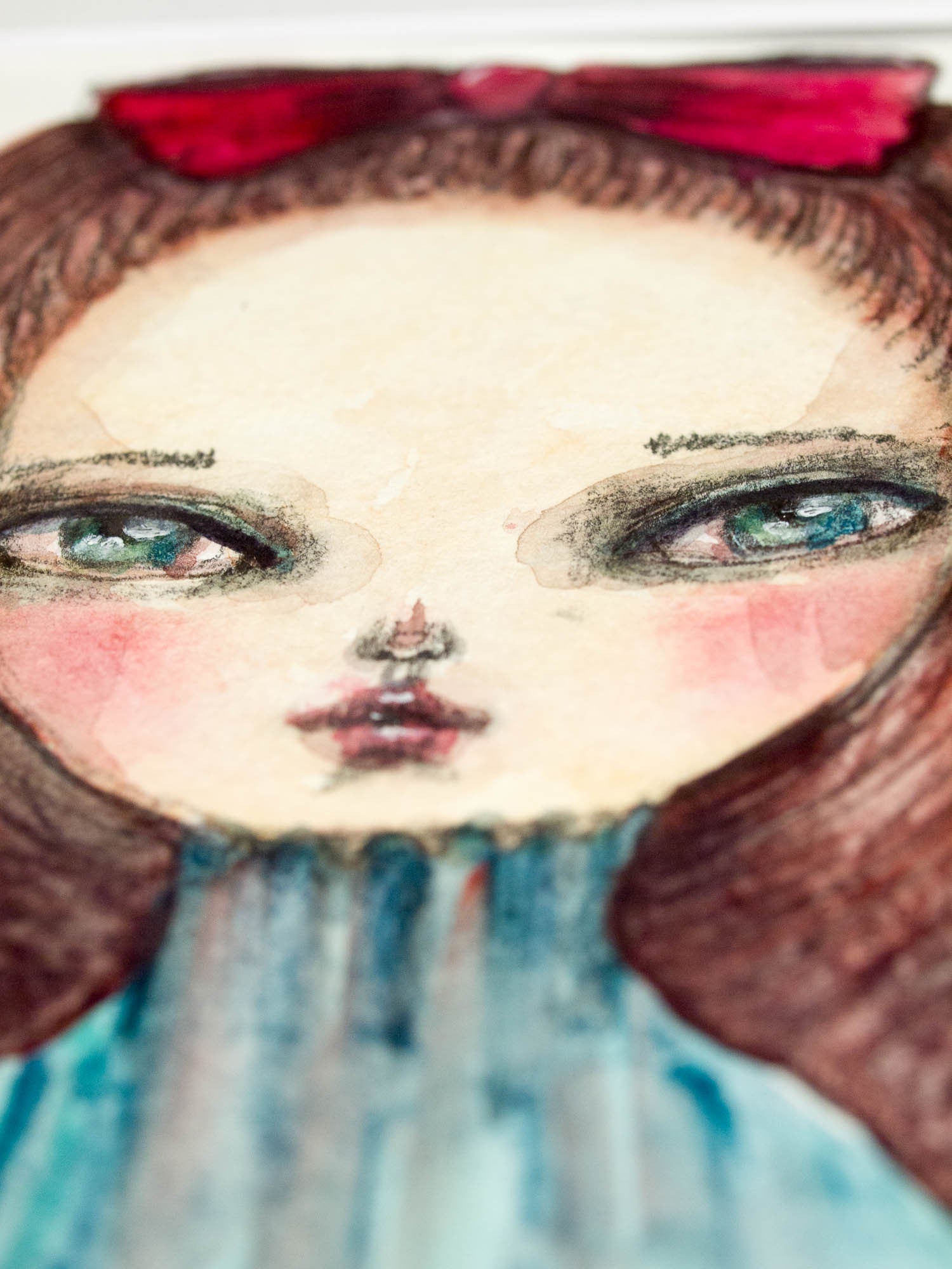 Watercolors and experimentation make fresh and beautiful additions to Danita's growing collection of original paintings, with beautiful surreal eyes and faces.