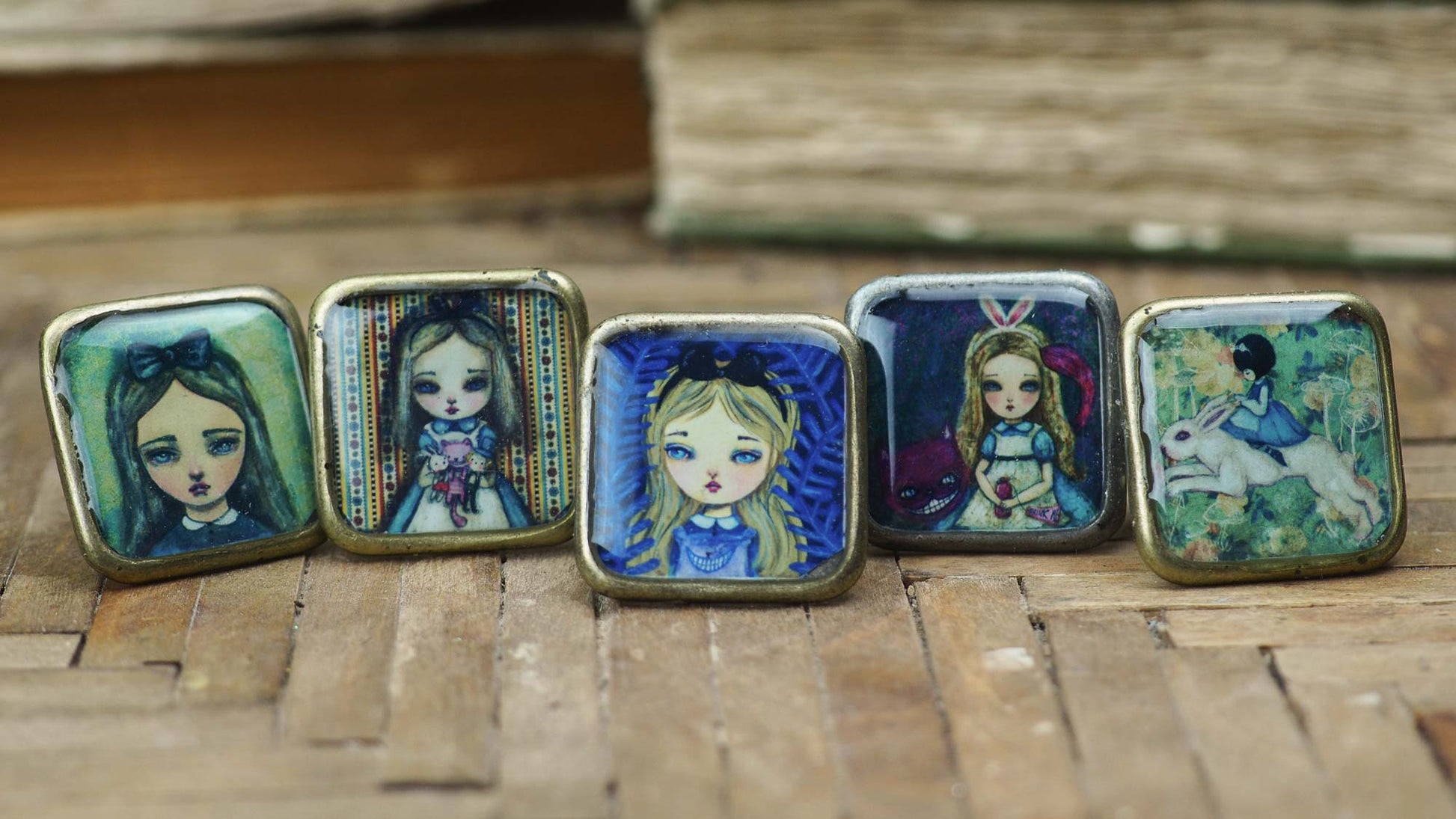 Drink Me - Alice in wonderland square ring, Jewelry by Danita Art