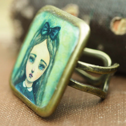 Ask Alice square ring, Jewelry by Danita Art