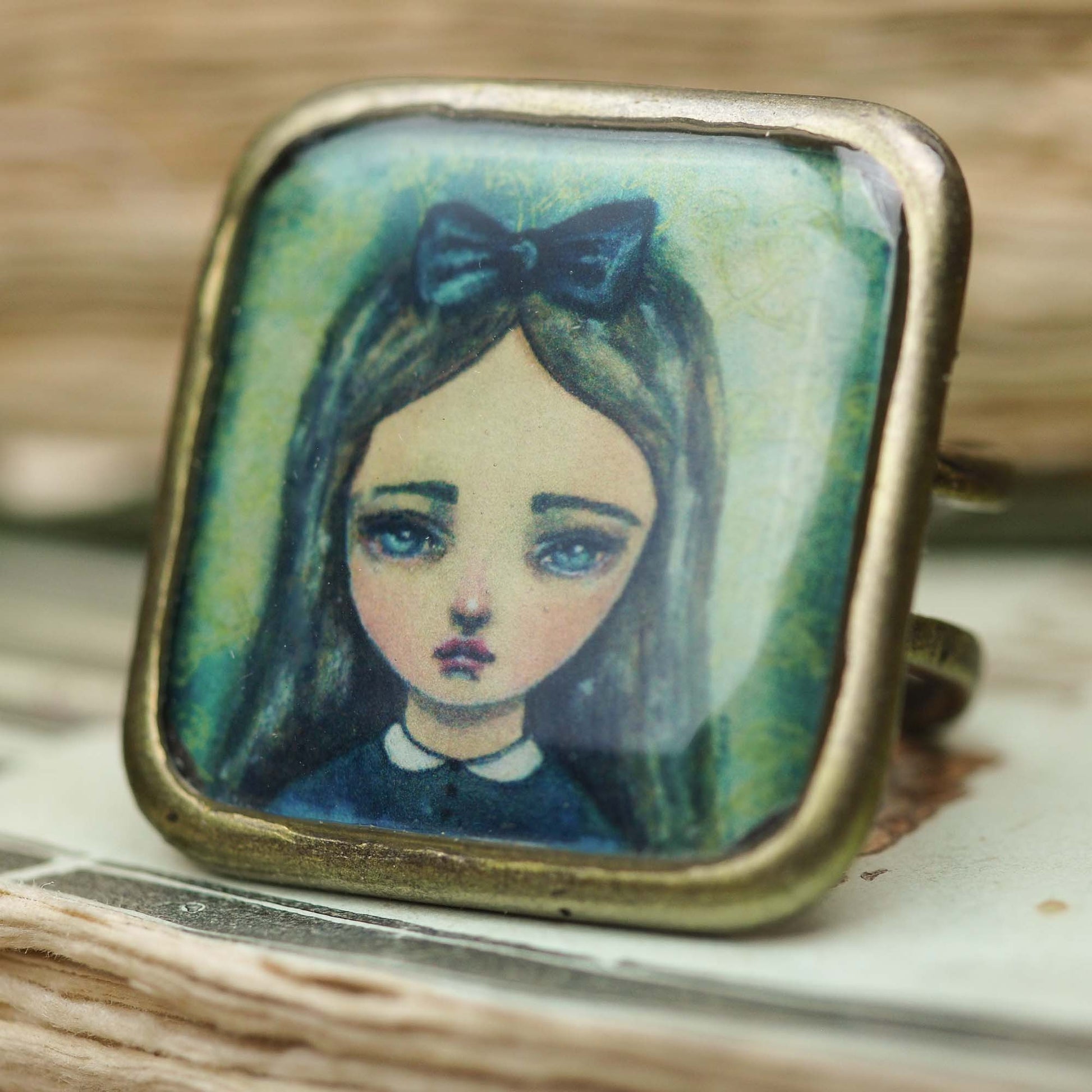 Ask Alice square ring, Jewelry by Danita Art