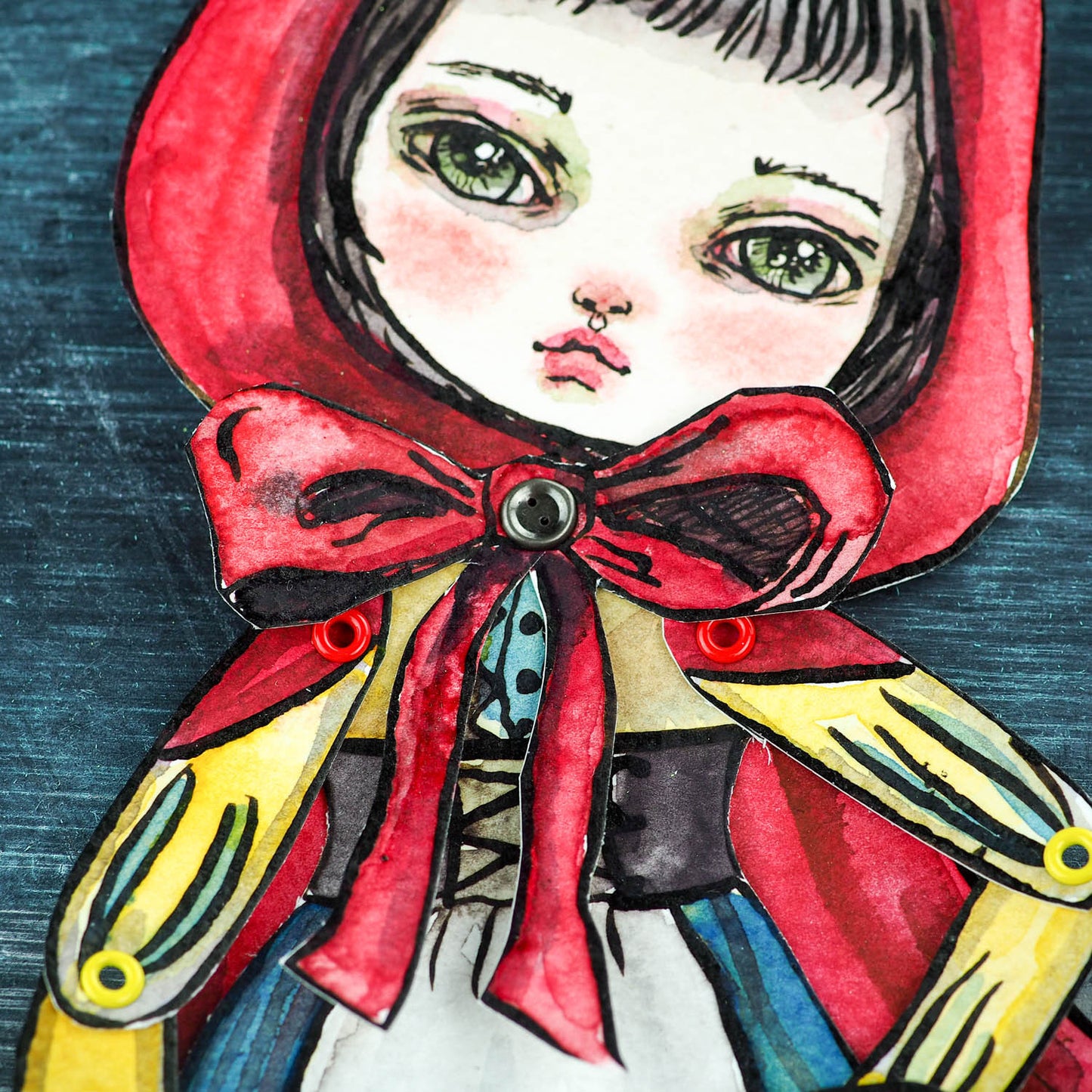 Jointed paper doll: Little red riding hood, Art Doll by Danita Art