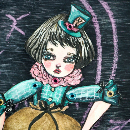 The mad hatter original Alice in wonderland watercolor painting danita