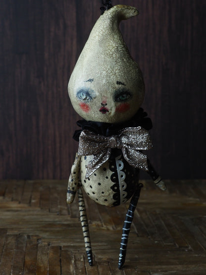 Original Halloween art doll original creation by Danita Art. Paper Clay, sculpted and painted in a spooky whimsical unique work of art.