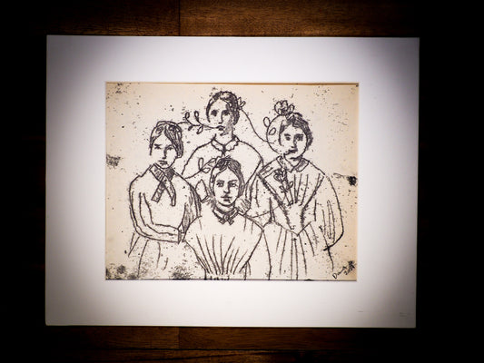 An original watercolor painting by Idania Salcido, the artist behind Danita Art.  This is a beautiful monoprint, a one of a kind ink and vintage paper original art creation with generations of family tradition, painted on a mid 20th century ledger sheet with typewriter characters.