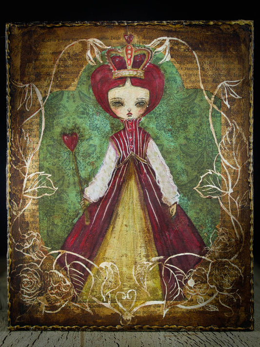 The red queen is the ruler of Wonderland, and Danita captured her royalty while she is surrounded by her favorite roses in white ink, while she looks for someone to off their heads, because they should have been painted red.