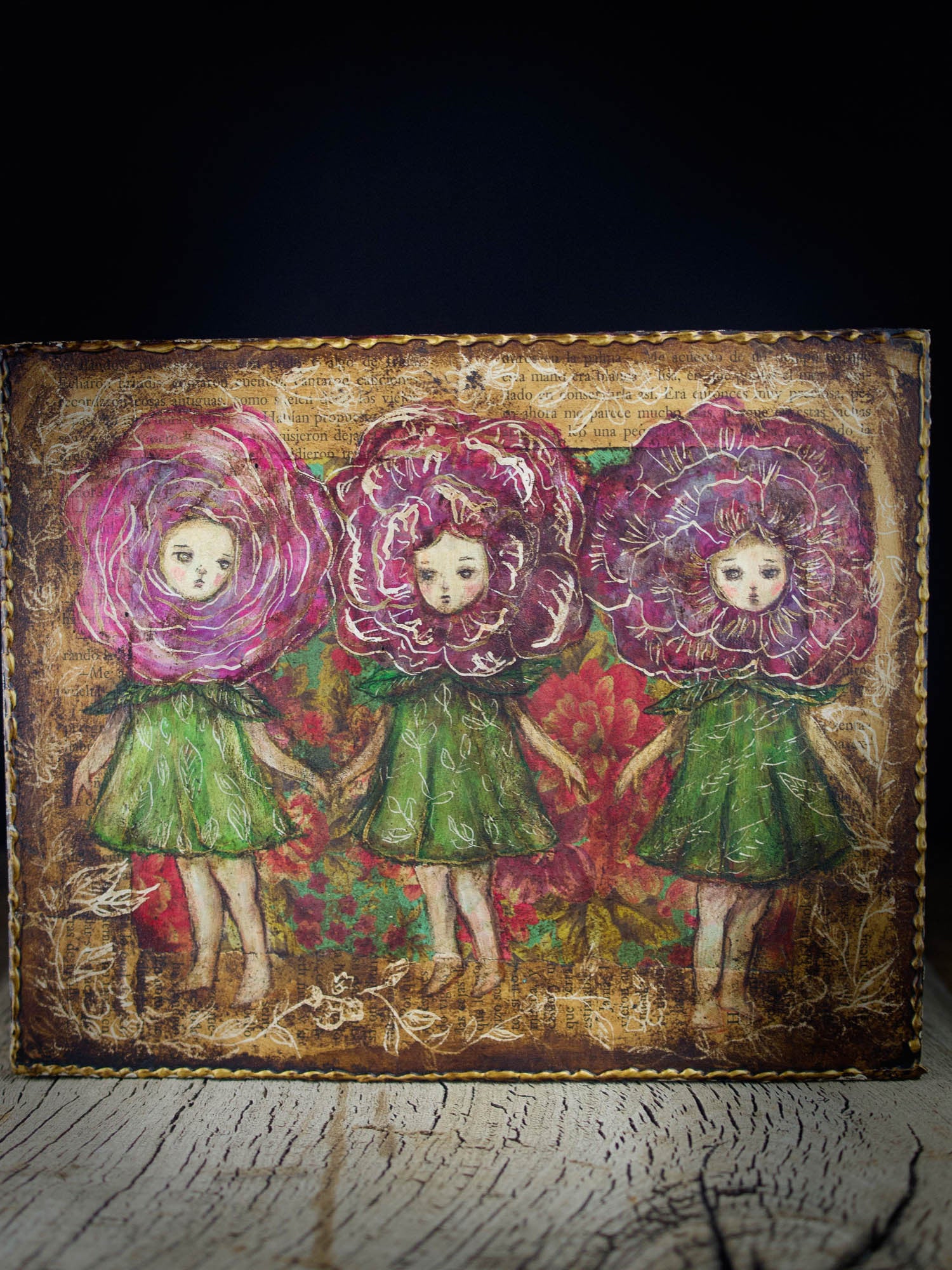 Alice in the flower garden, Original Art by Danita Art