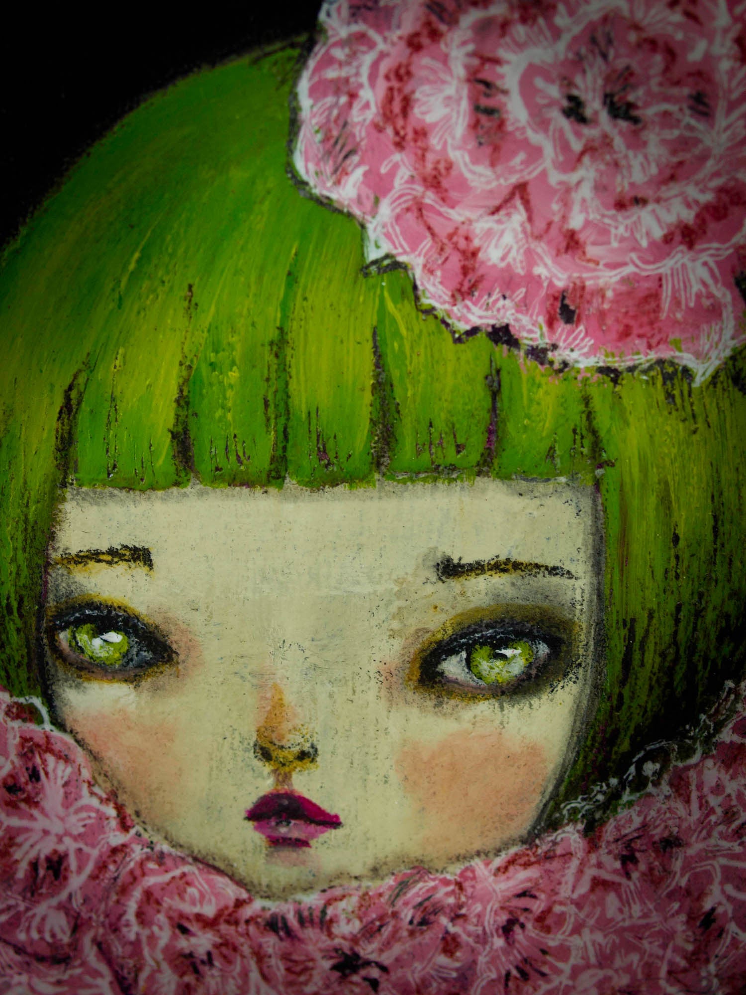 The girl in the pink scarf, Original Art by Danita Art