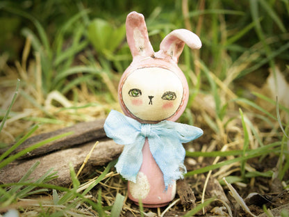 Spring has finally arrived to Danita Art, and to celebrate, I created a collection of miniature wood kokeshi art doll Easter bunny rabbits.