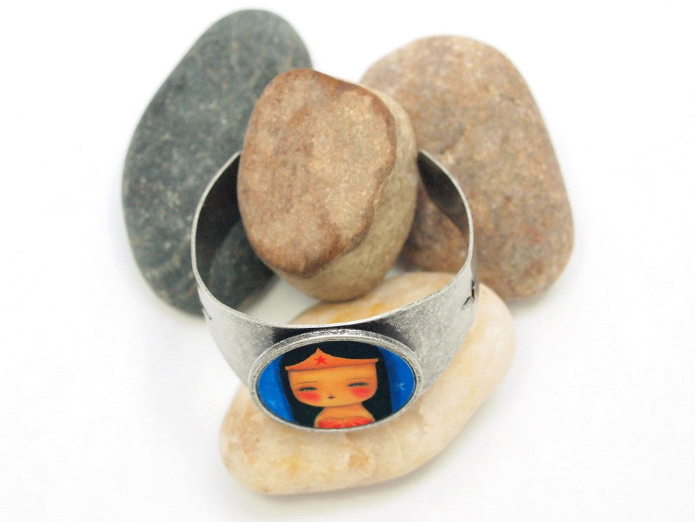 Wonder woman metal bracelet, Jewelry by Danita Art
