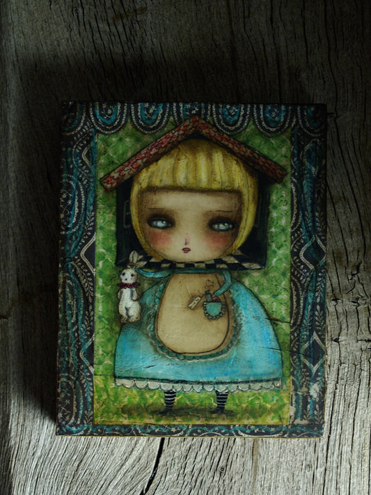 Alice in the white rabbit's house, Original Art by Danita Art