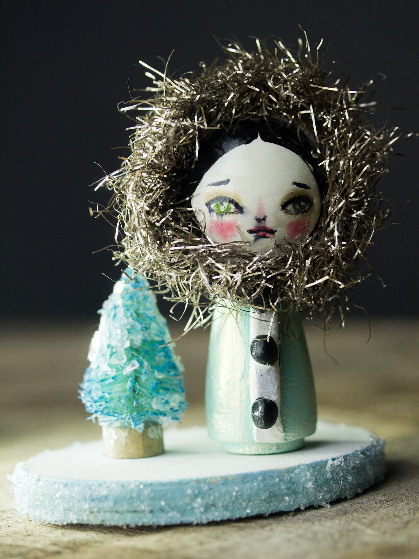 The queen of the North, a holiday wood kokeshi art doll created by Danita Art