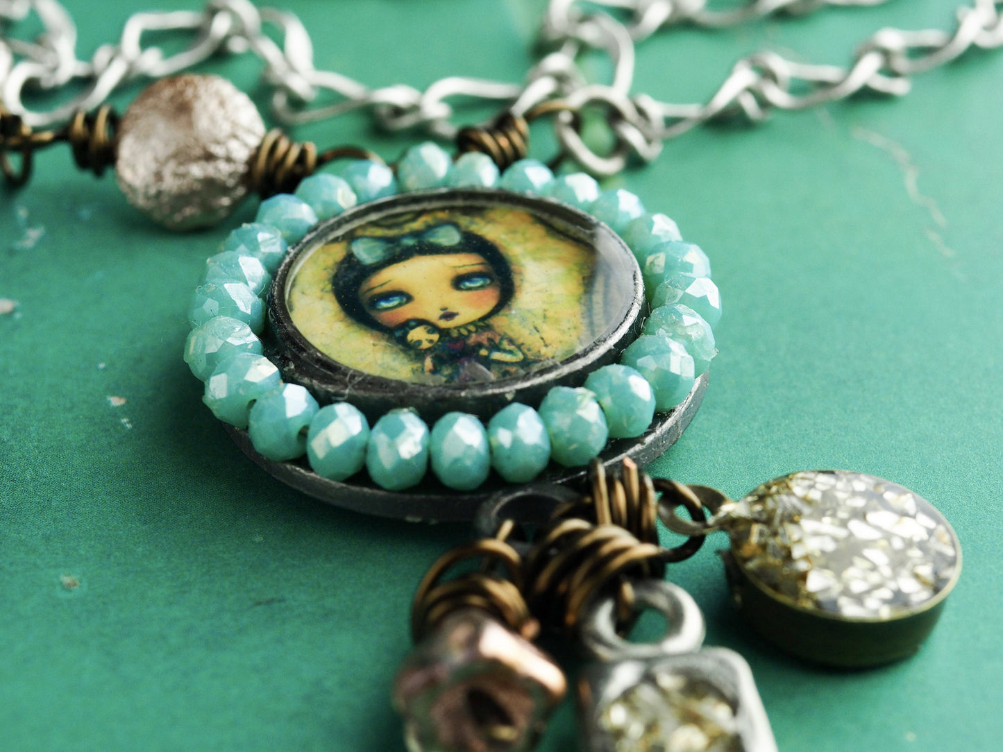 Me In a box - Necklace in pewter and brass by Danita, Jewelry by Danita Art