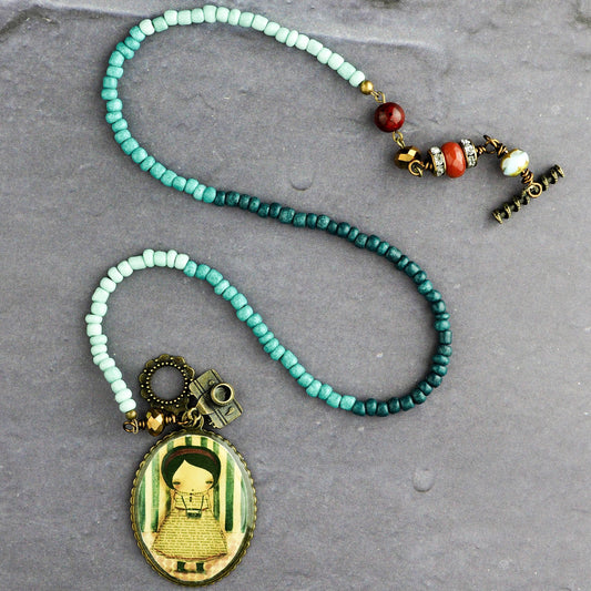 The Photographer - Jade and turquoise necklace by Danita, Jewelry by Danita Art