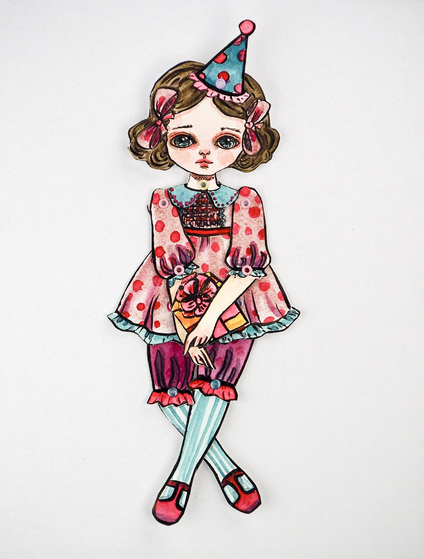 Jointed paper doll: The birthday girl, Art Doll by Danita Art