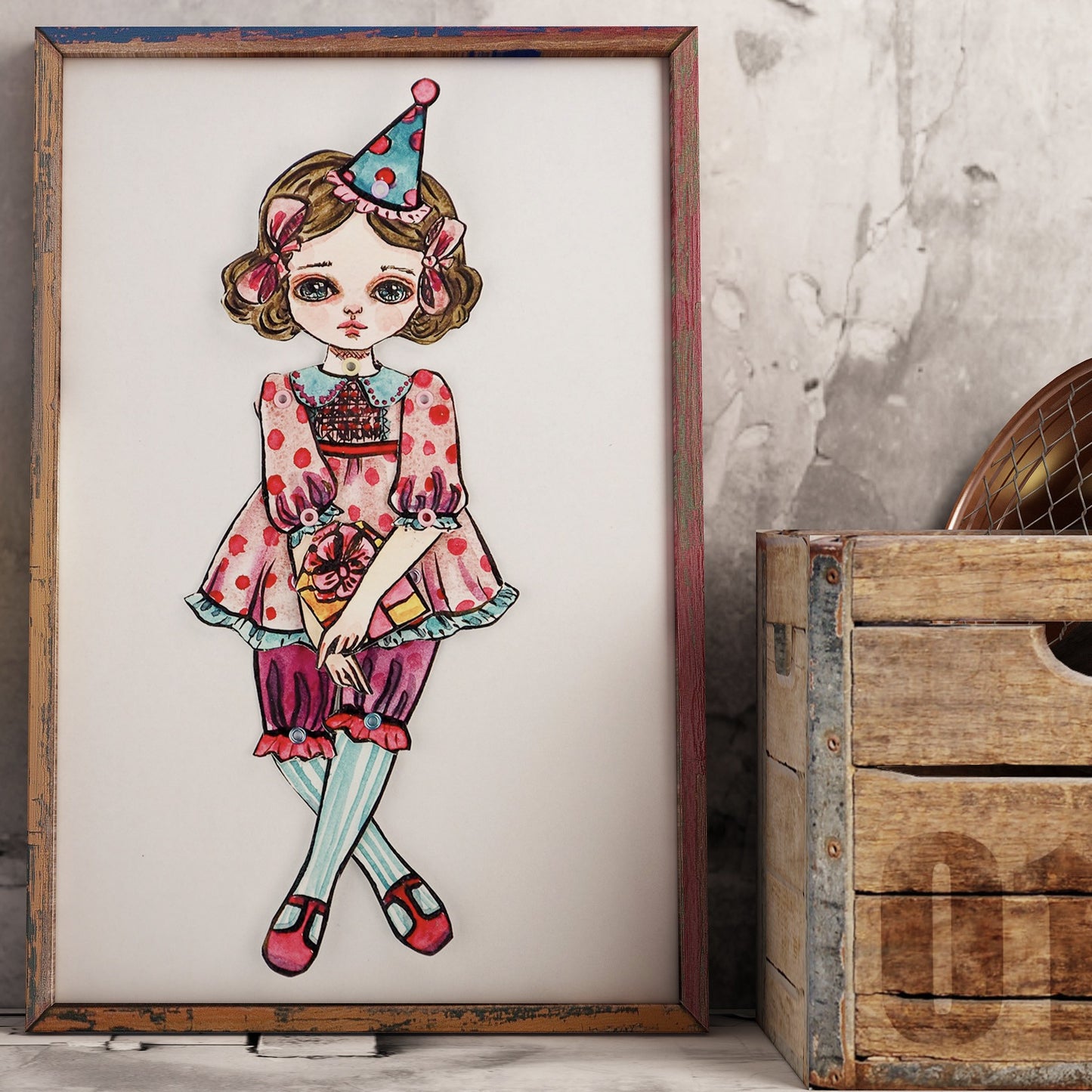 Jointed paper doll: The birthday girl, Art Doll by Danita Art