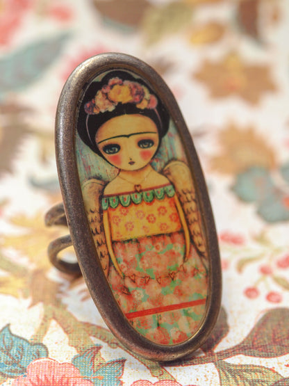FRIDA WITH ANGEL WINGS - Original handmade jewelry by Danita, Jewelry by Danita Art