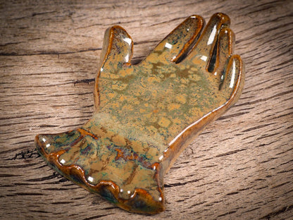 Original handmade ceramic artist color pencil brush holder hand of destiny by Idania Salcido, Danita Art. Unique ceramic art designed, hand built. A beautiful handmade touch to any artist's studio with handmade glazed ceramic good for watercolors acrylics inks and oil paints. Clean with water or mineral spirits.