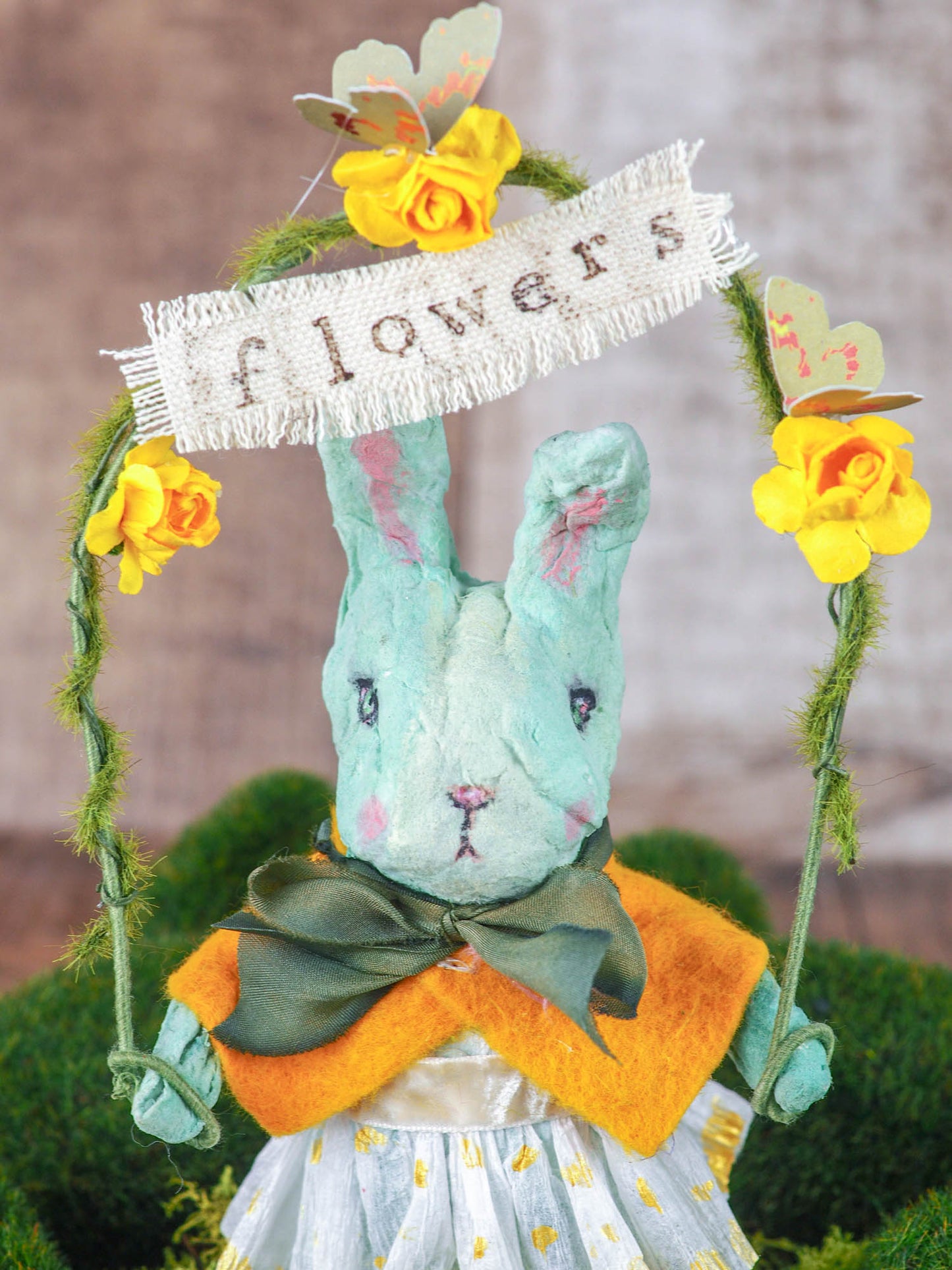 Flower bunny, Art Doll by Danita Art