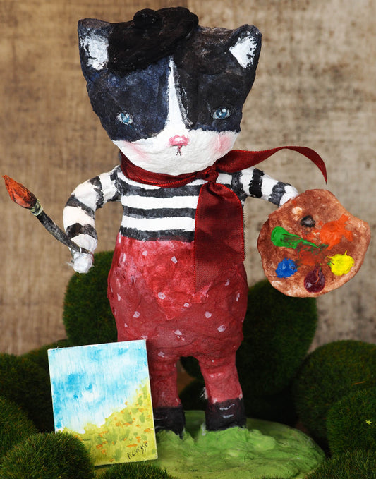 piCATsso - A lovely artist cat doll by Danita, Art Doll by Danita Art