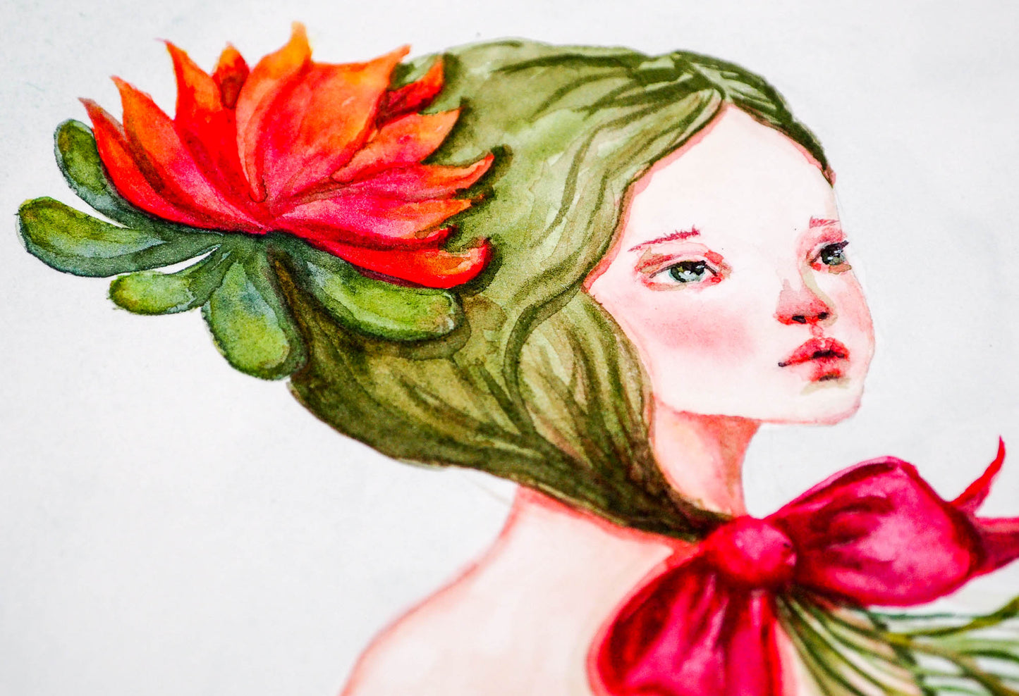 Inspired by Spring, Danita created an astonishing watercolor painting. A naked girl, in touch with her inner nature as she blooms into the world.