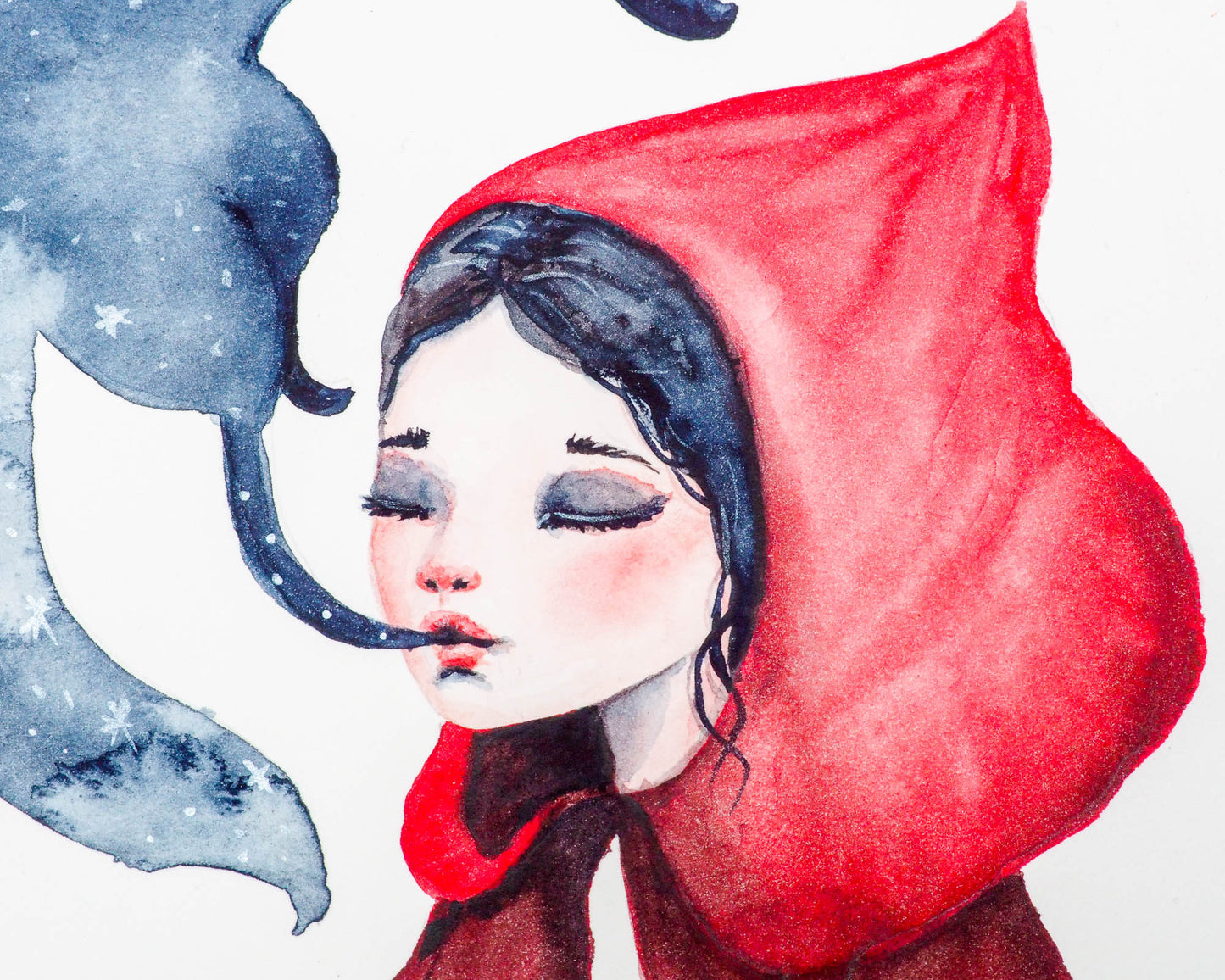 SPIRIT ANIMAL - Little Red Riding Hood original watercolor painting by Danita, Original Art by Danita Art