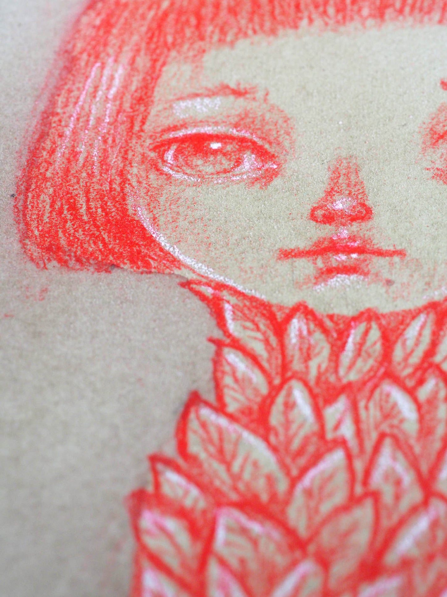 THE PLANT - Red pencil and watercolor surreal illustration by Danita, Original Art by Danita Art