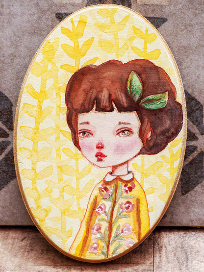 ANITA - Original watercolor portrait on wood by Danita, Original Art by Danita Art