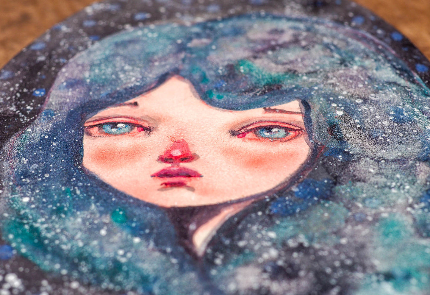 ANDROMEDA - One of Danita's deep space inspired watercolor portraits, Original Art by Danita Art