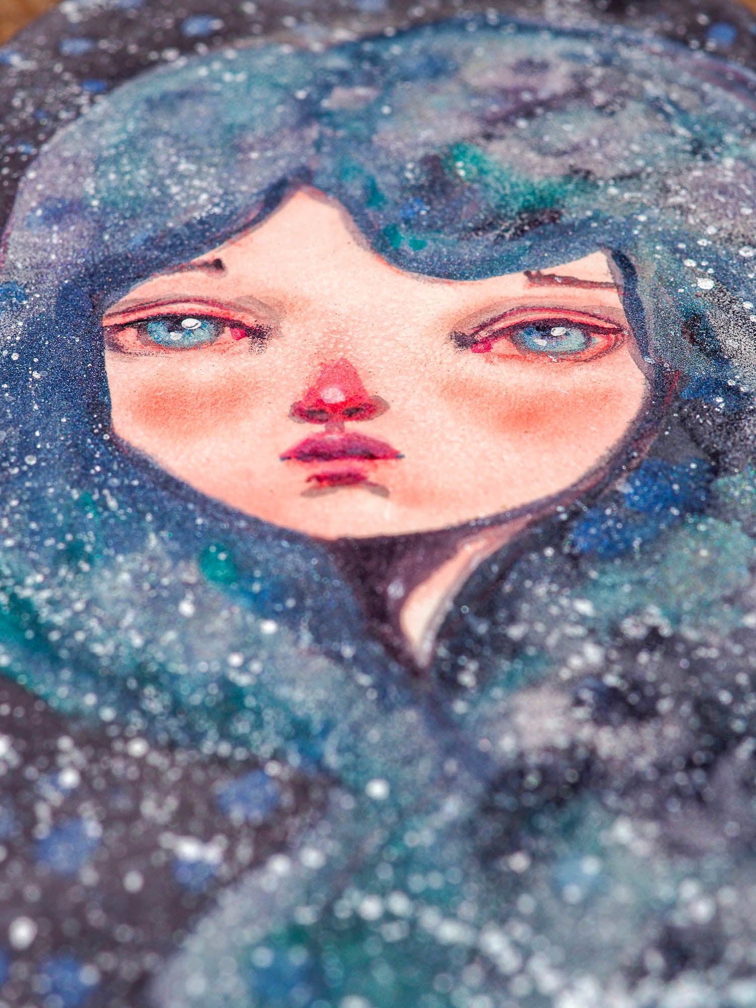 ANDROMEDA - One of Danita's deep space inspired watercolor portraits, Original Art by Danita Art