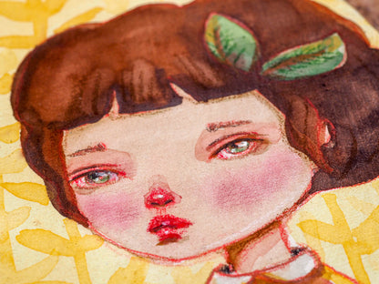 ANITA - Original watercolor portrait on wood by Danita, Original Art by Danita Art