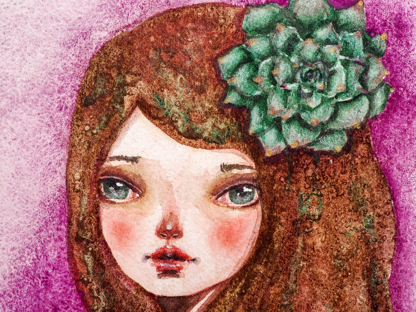 SUCCULENT - Spring garden inspired watercolor original by Danita, Original Art by Danita Art