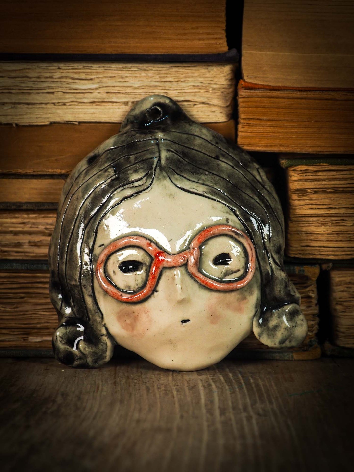 Original handmade ceramic decorative head bust figurine by Idania Salcido, Danita Art. A unique ceramic artwork designed, hand sculpted and fire glazed on my studio. Beautiful handmade touch for any home, this unique original figurine will highlight and match a personal home decoration style, vintage, eclectic, modern.