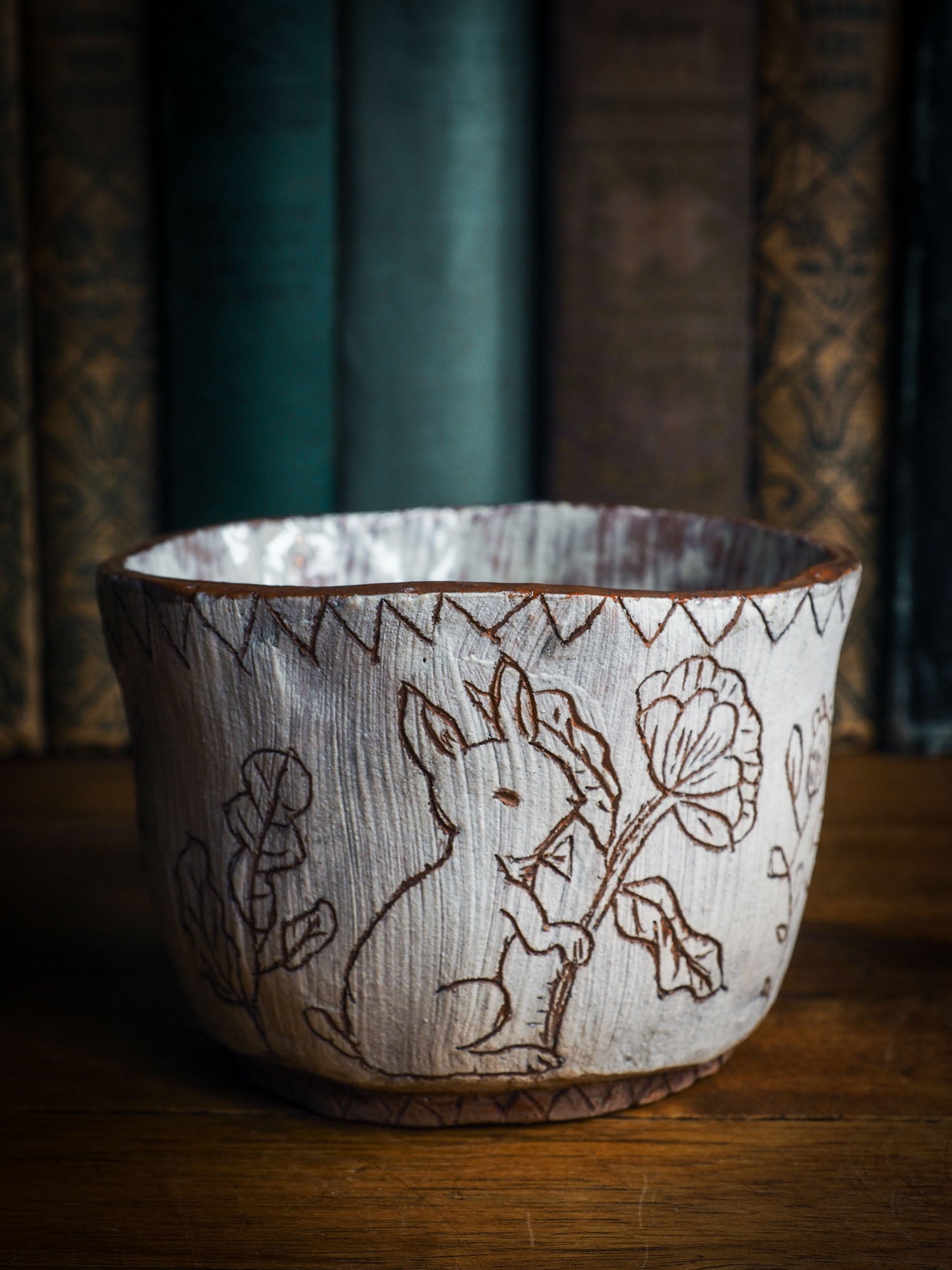 Pinched Rabbit Pottery HANDMADE PINCHED CERAMIC CAT RABBIT BOWL BY IDANIA SALCIDO DANITA ...