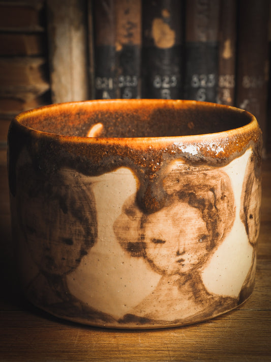 An original Idania Salcido Danita Art ceramic cat pet food plate. Handmade from stoneware, this glazed ceramics one of a kind artwork is perfect for any kitchen plate and bowls unique collection. Thumbprints and  intentionally irregular shape give the bowl a cozy, warmly familiar feel when you pick it.