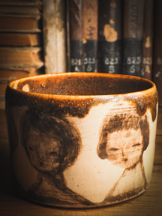 An original Idania Salcido Danita Art ceramic cat pet food plate. Handmade from stoneware, this glazed ceramics one of a kind artwork is perfect for any kitchen plate and bowls unique collection. Thumbprints and  intentionally irregular shape give the bowl a cozy, warmly familiar feel when you pick it.