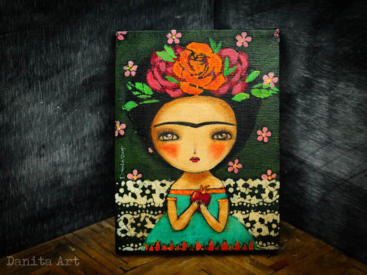 Frida and the burning heart, Original Art by Danita Art