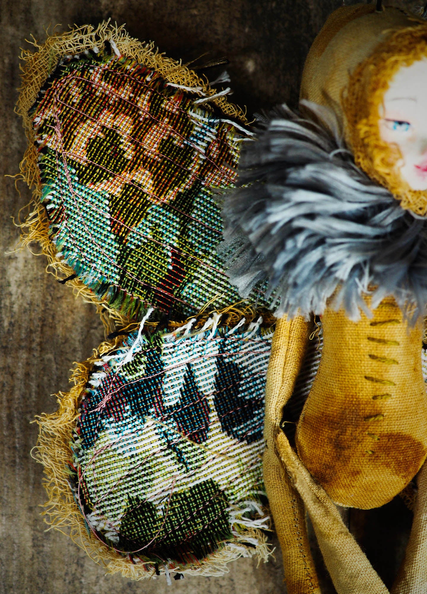 Inspired by nature, Danita created a handmade art doll moth, or night butterfly using organic materials like vintage and hand dyed fabric, wire and clay on a melancholic articulated soft sculpture. An art doll toy that celebrates nature's creations and the beautiful wings of insects with a bit of magic fairy on them.
