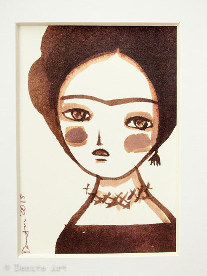 Monochrome Frida original watercolor ACEO Card study #4, Original Art by Danita Art