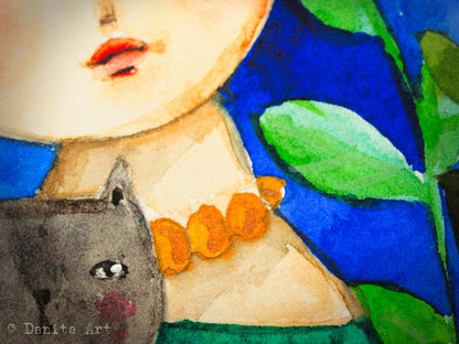 Frida en la casa azul, Original Art by Danita Art